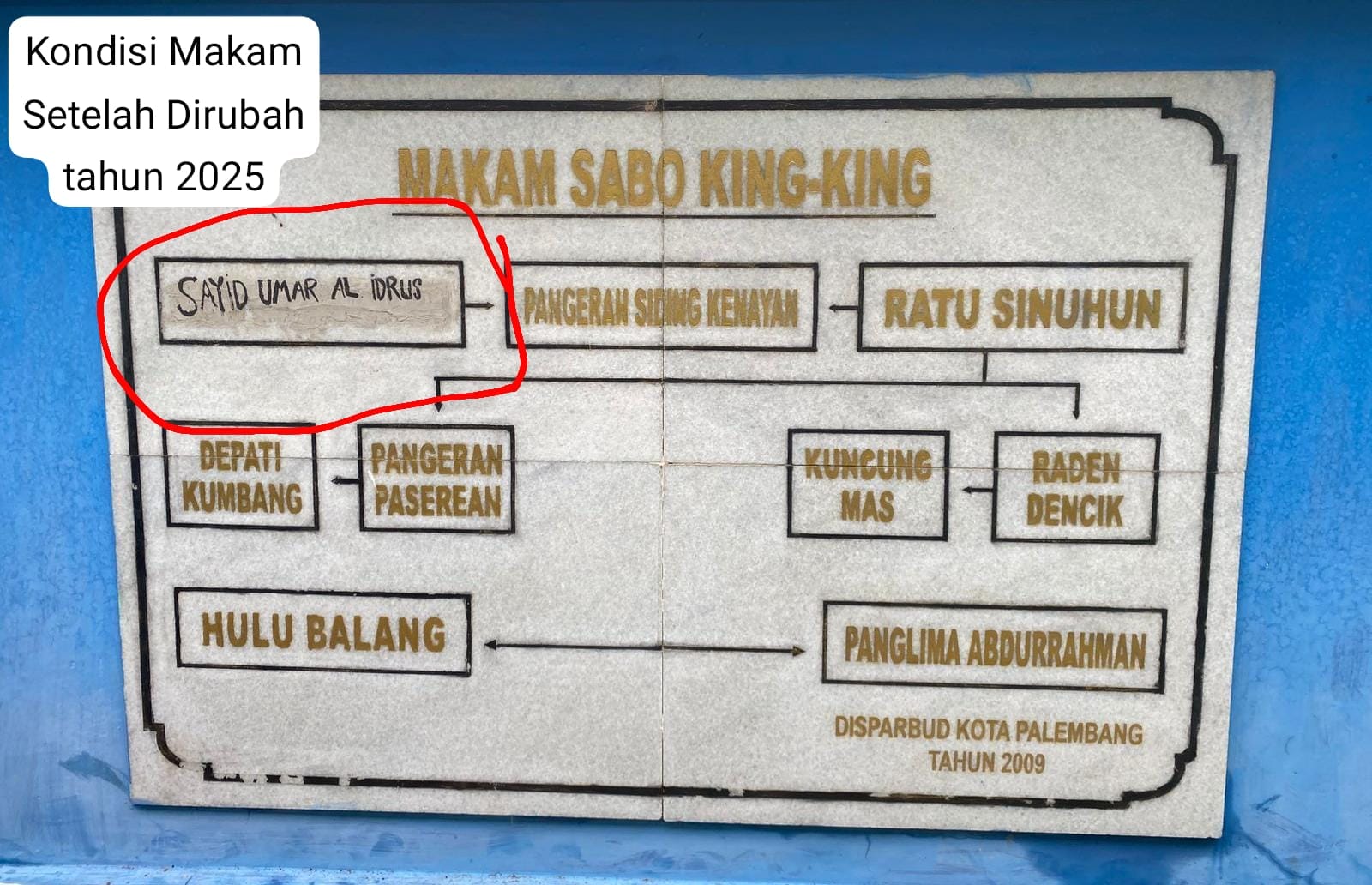 Makam Keramat Sabokingking Palembang Dicoret-coret, 4 Nama untuk 1 Pusara