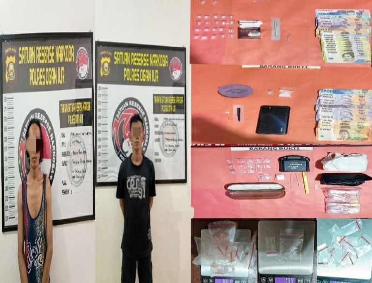2 Pengedar Sabu di Tanjung Raja Utara, Diamankan Sat Res Narkoba Polres Ogan Ilir Bersama Puluhan Paket BB