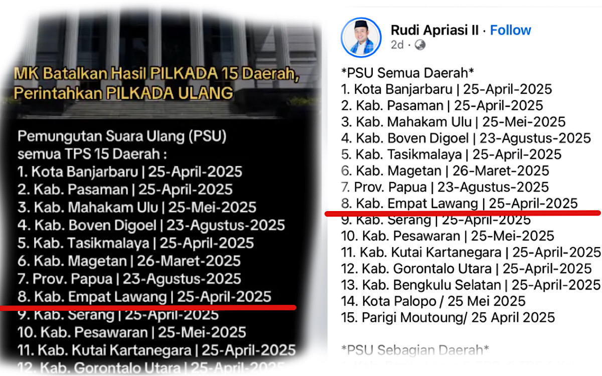 Pemungutan Suara Ulang Empat Lawang Hari Sabtu, Tanggal Yang Beredar di Medsos 25 April, Tapi Ini Faktanya?