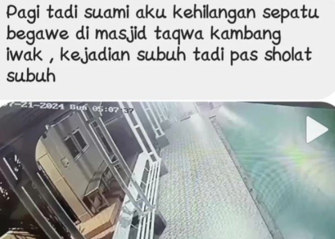 Sepatu Suaminya Diduga Hilang Dicuri di Masjid, Istri Sat Pol PP di Palembang Posting Video Pelakunya 