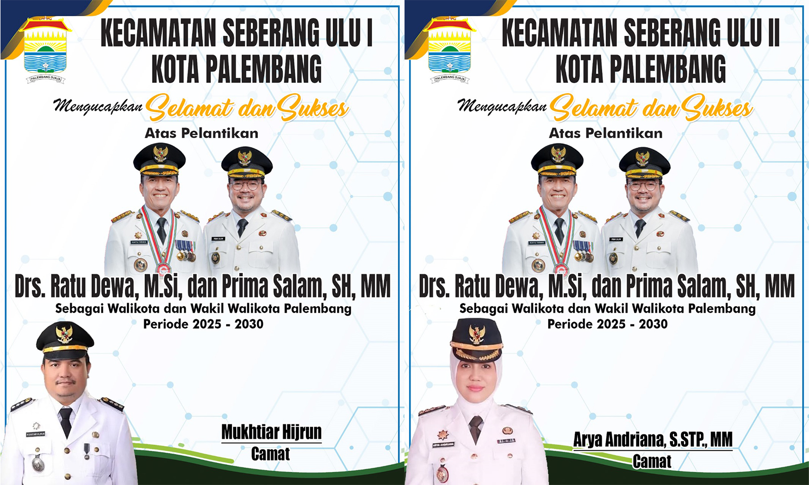 Camat SU 1 dan SU 2 Mengucapkan Selamat Atas Pelantikan Ratu Dewa dan Prima Salam