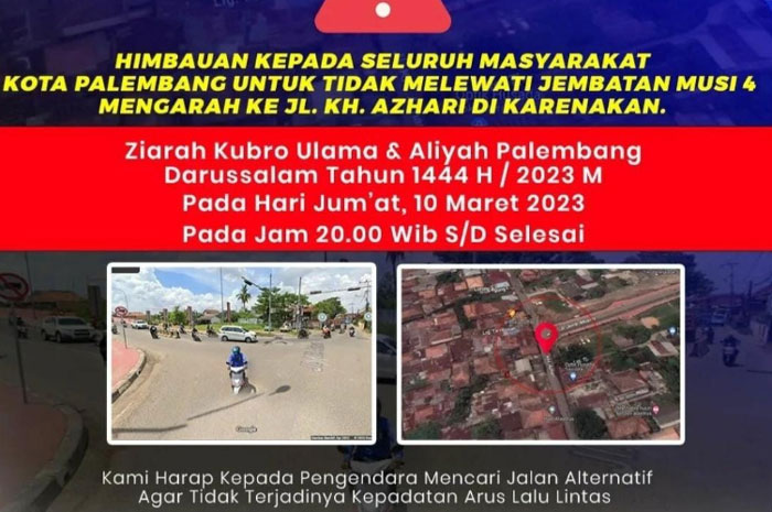 Ziarah Kubro ke TPU Telaga Swidak, Pengendara Jangan Melintas di Jembatan Musi IV