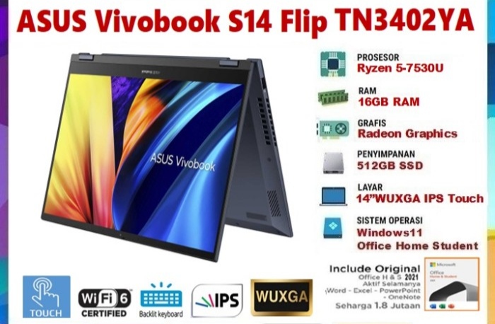 Asus Vivobook S14 Flip TN3402YA VIPS557, Tablet yang Memberikan Kenyamanan dan Kebebasan dalam Bekerja 