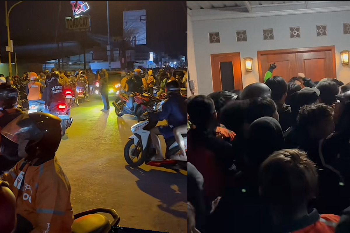 Viral, Ratusan Ojol ShopeeFood di Godean Sleman Geruduk Rumah Konsumen Arogan
