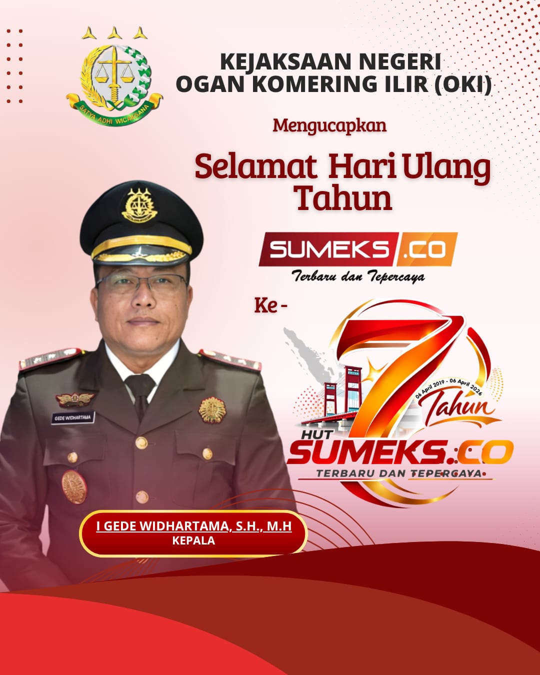 Kajari Kabupaten OKI Mengucapkan Selamat HUT ke-7 SUMEKSCO tahun 2026