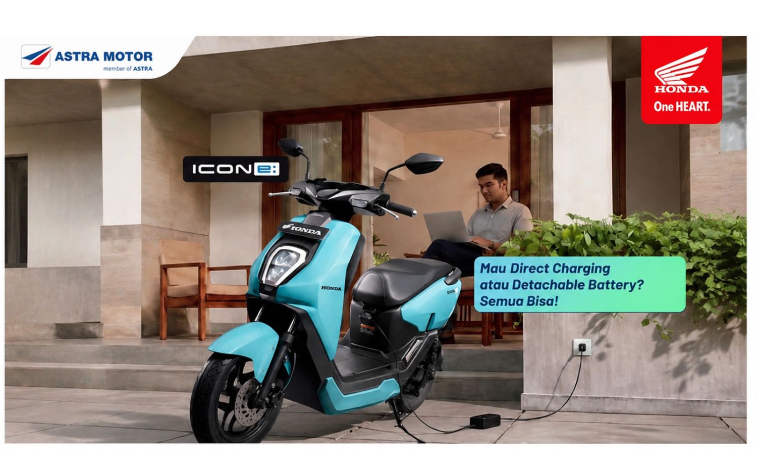 Honda ICON e: Punya Dua Pilihan Pengisian, Bisa Direct Charging atau Lepas Baterai