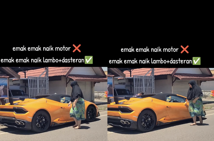 Akhirnya Bisa Tidur, Emak-emak Berdaster Naik Lamborghini Bukan Perempuan Biasa Loh!