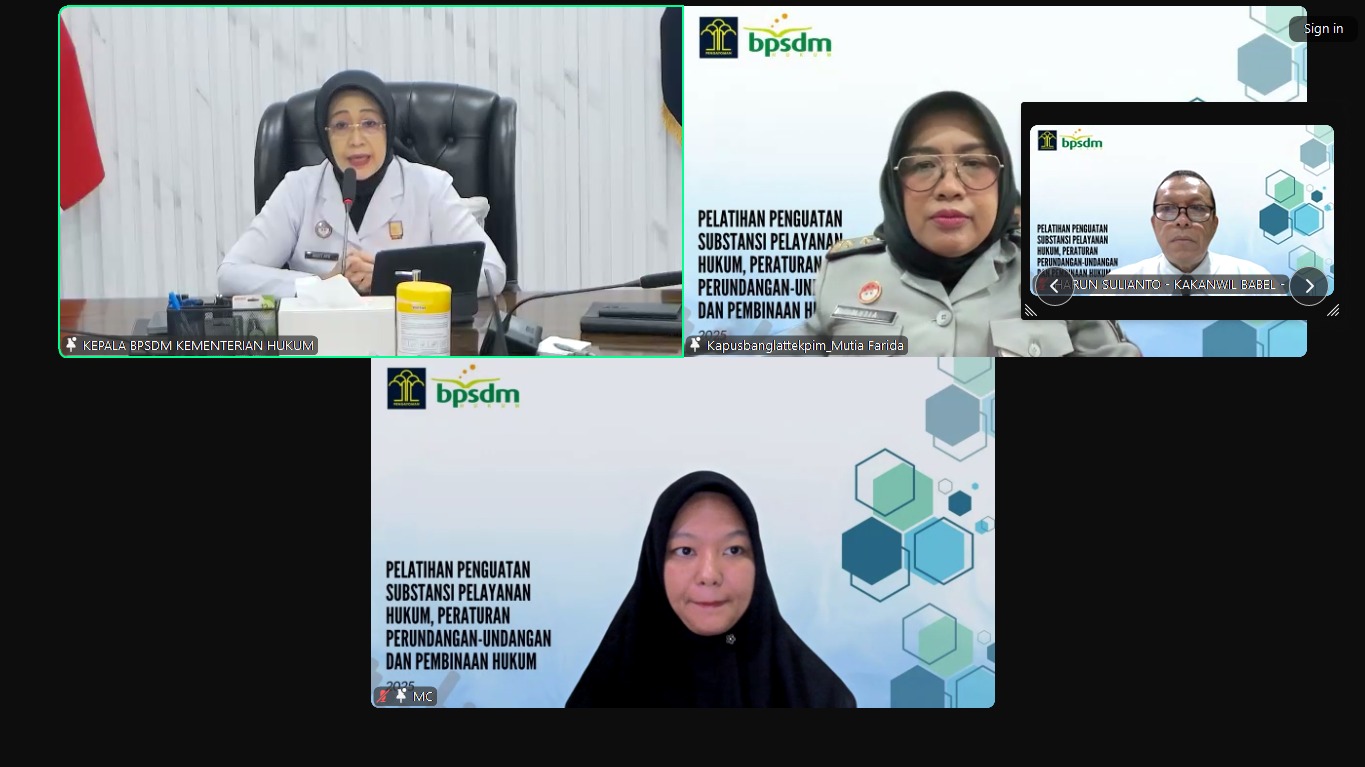 Optimalkan Pelayanan Hukum, Pimti Kemenkumham Babel Ikuti Pelatihan Penguatan Peraturan dan Pembinaan Hukum