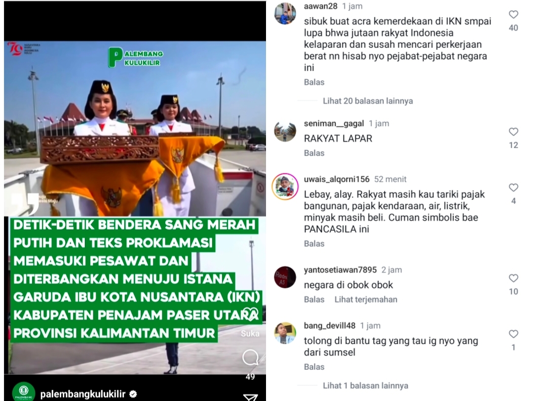 Kirab Bendera Merah Putih dan Teks Proklamasi Menuju IKN Jelang HUT RI ke-79, Warganet: Rakyat Lapar Pak