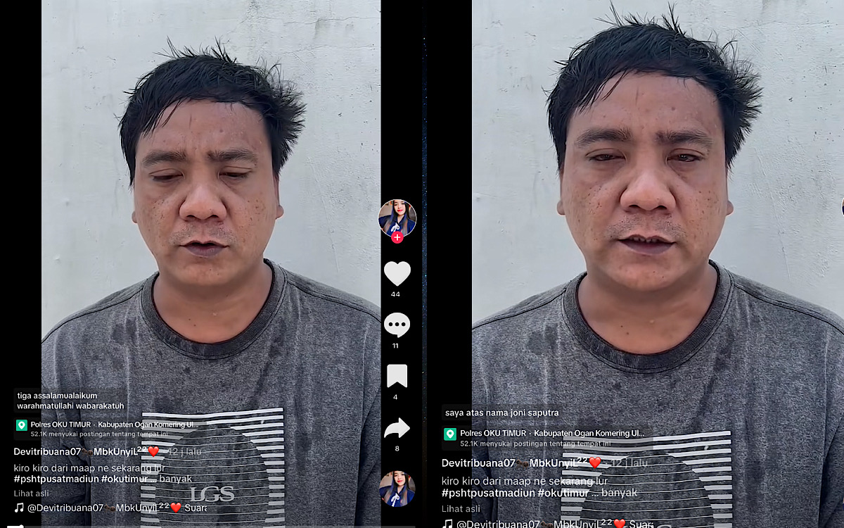 Update, Beredar Video Joni Ubak Minta Maaf Setelah Ribuan Pendekar PSHT Datang ke Polres OKU Timur