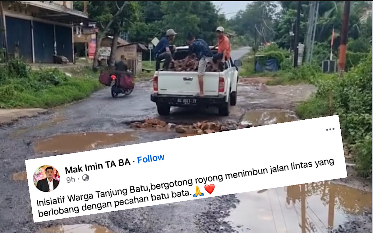 Warga Tanjung Batu Ogan Ilir Inisiatif Perbaiki Jalan Provinsi, Netizen: Pejabatnya Pasti Senang Sudah Dibantu