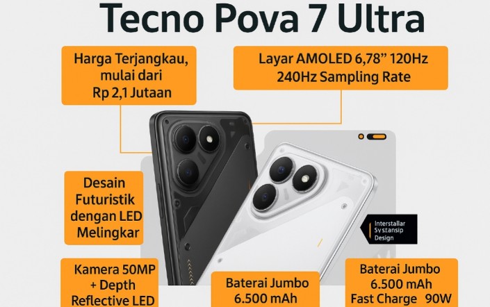 Tecno Pova 7 Ultra, Ponsel Flagship Killer Teranyar Fitur Komplit Multitasking dengan Harga Murah
