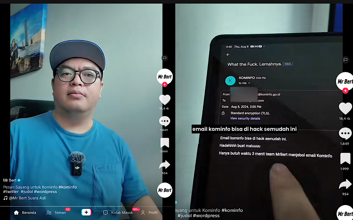 Pesan Sayang Untuk Kominfo, Blokir Judol Pak Jangan WordPress, Mr Bert Retas Email Kementrian Hanya 3 Menit 