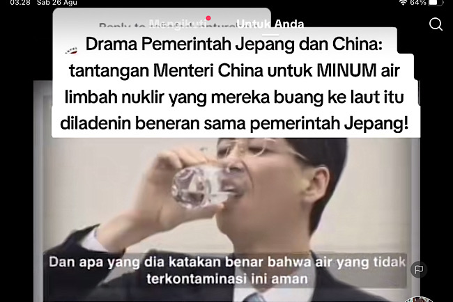 Limbah Nuklir Dibuang ke Laut Diklaim Aman, Menteri China Tantang Diminum! Eh Beneran Diminum Jubir Jepang