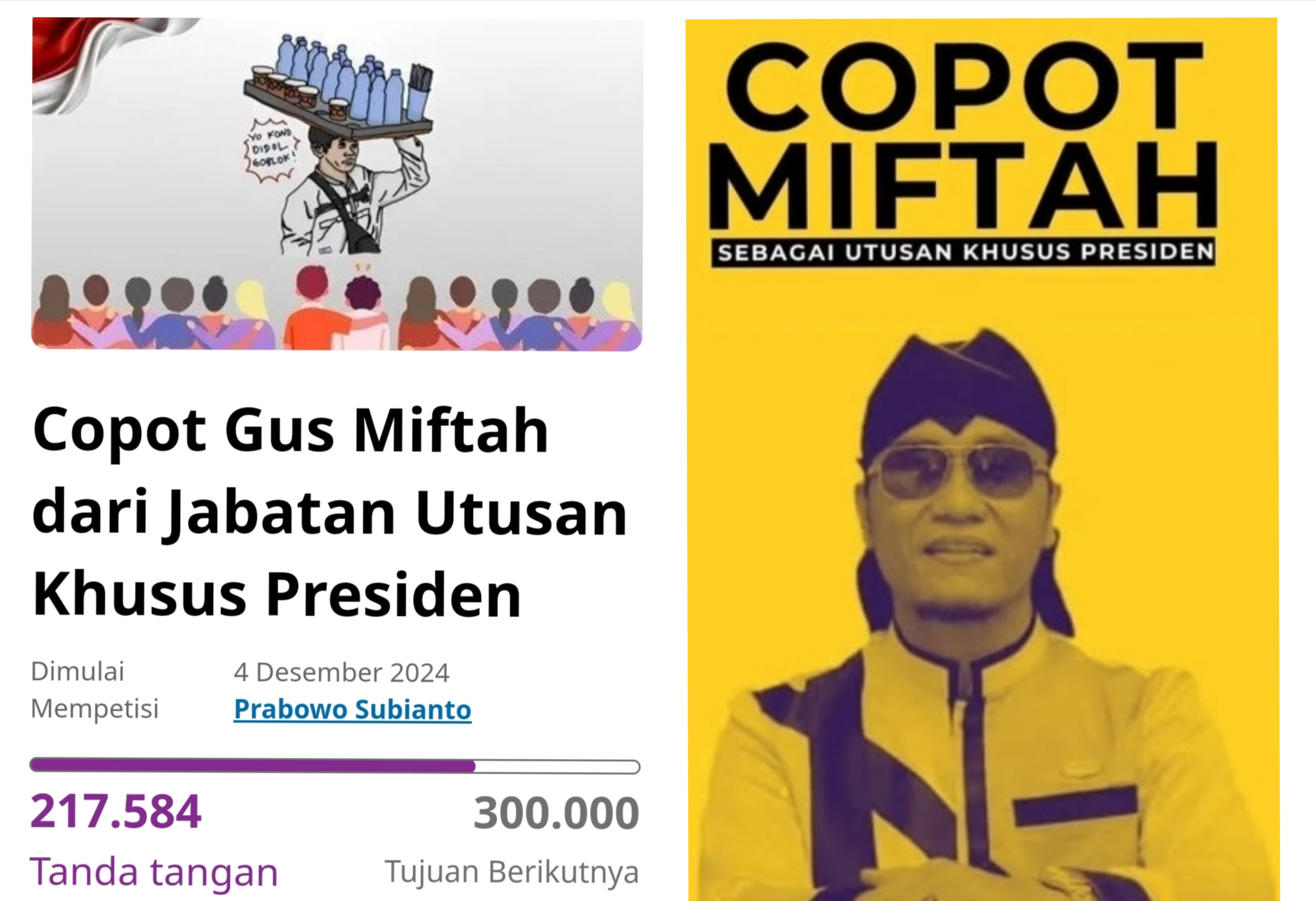 217 Ribu Petisi Minta Copot Gus Miftah dari Utusan Khusus Presiden Prabowo, Buntut Ngatain Penjual Es