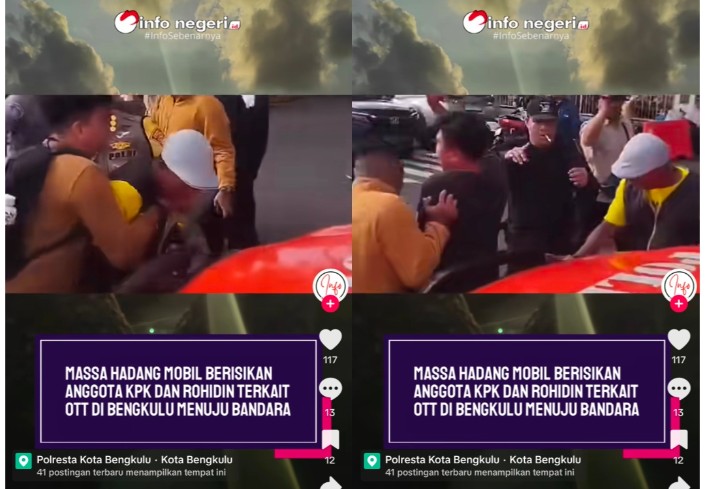 Massa Hadang Mobil Polisi Angkut Cagub Bengkulu Saat Akan Diterbangkan ke KPK