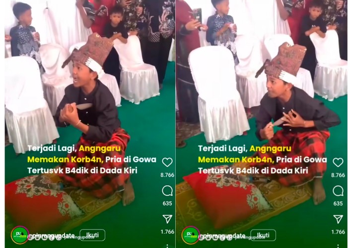 Aksi Pemuda di Gowa Ini Tusuk Dada Sendiri Pakai Sajam, Tradisi Angngaru Kembali Telan Korban