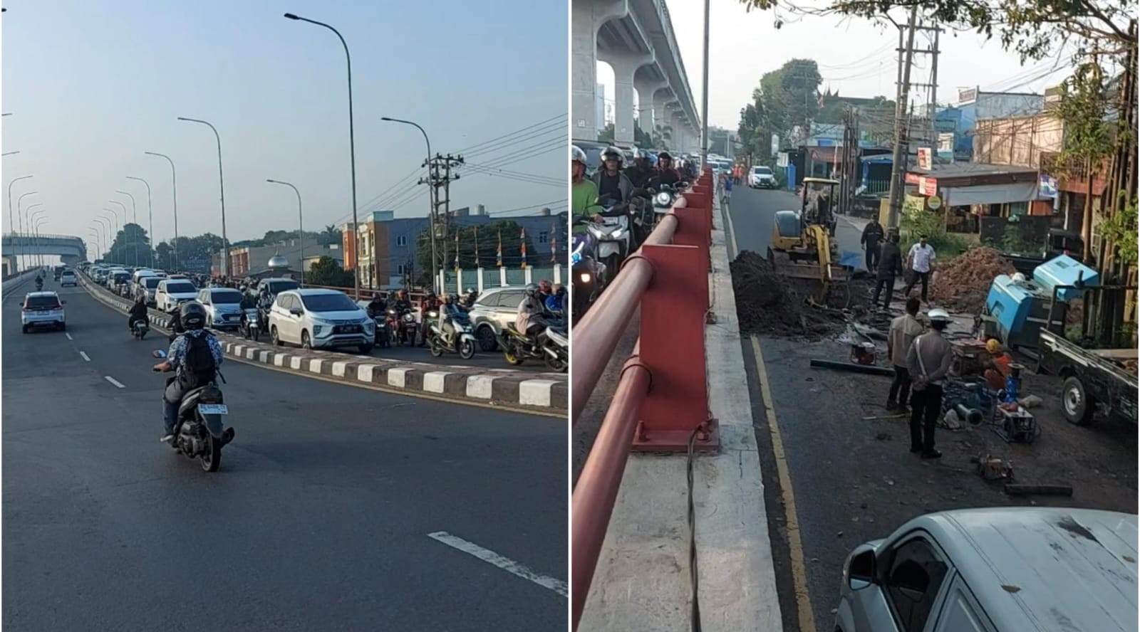 Simpang Bandara SMB II Macet Panjang, Pengendara Numpuk di Atas Flyover, Ini Penyebabnya