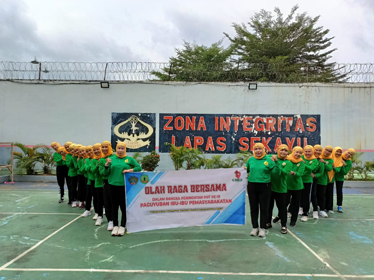 Peringati HUT PIPAS ke-19, DWP Lapas Sekayu Kanwil Kemenkumham Sumsel Ikuti Senam Bersama