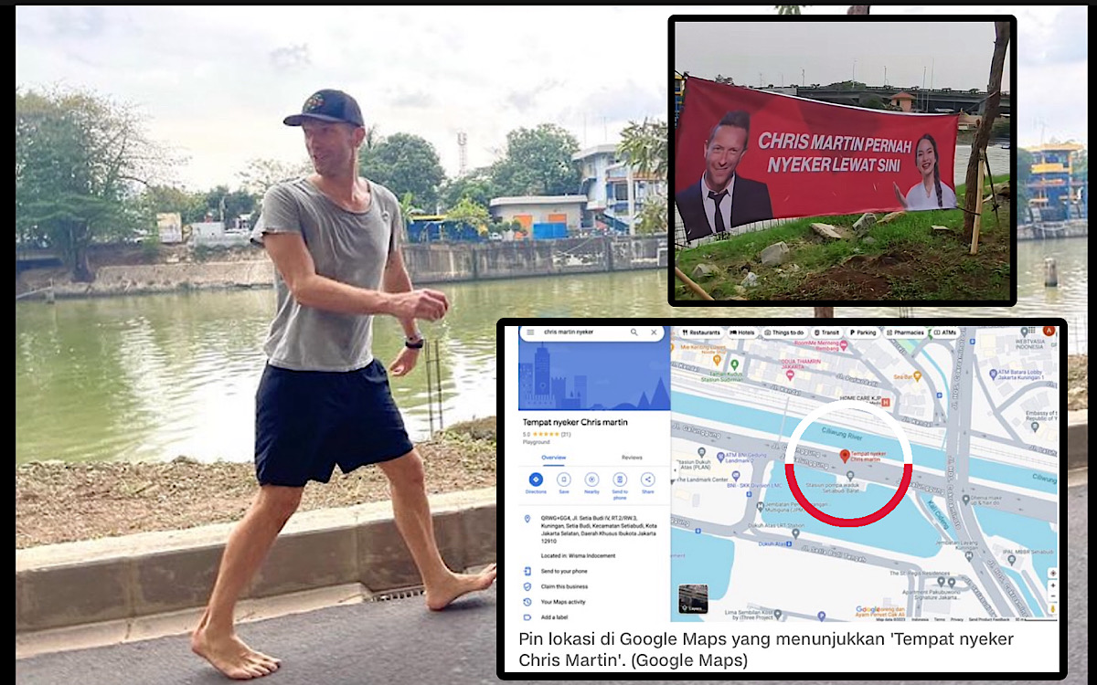 Usai Tapak Kakinya di Google Maps Viral Muncul Spanduk Merah Chris Martin, Netizen: ‘Caleg Dapil Empang’   