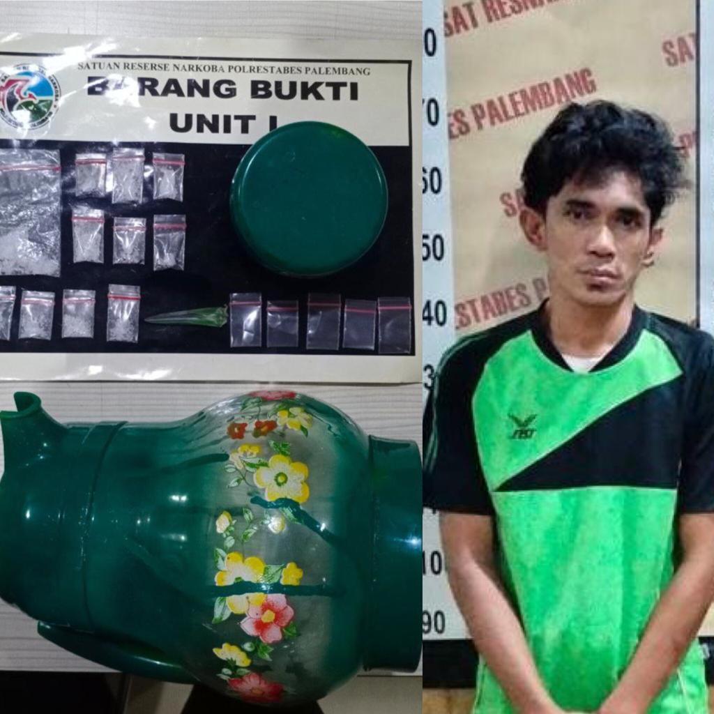 Pengedar Narkoba di Palembang Ditangkap, 11 Paket Sabu Disembunyikan dalam Teko Air Minum 