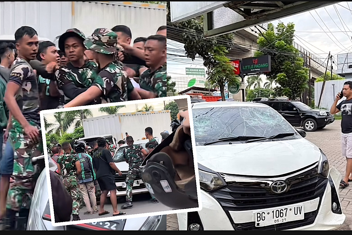 HEBOH Tentara Amankan Terduga Pelaku Maling Mobil Usai Diamuk Massa di Km-5 Palembang 