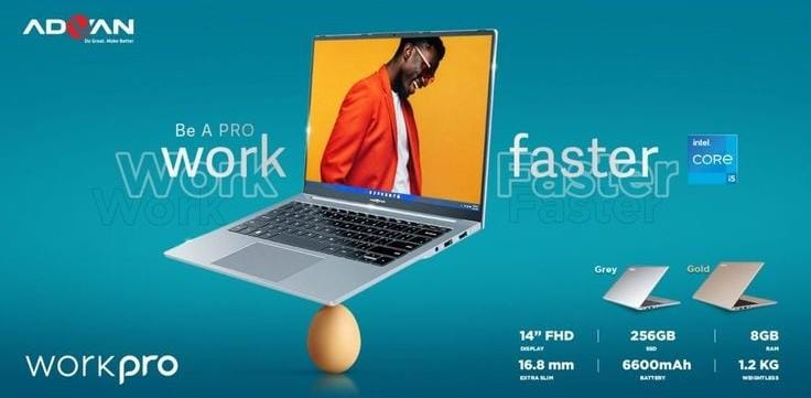 Advan WorkPro Bezel-Less Design dengan Material Metal yang Mendukung Tampilan Premium