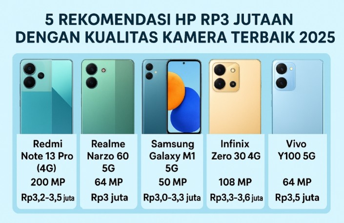 5 Rekomendasi HP Rp3 Jutaan dengan Kualitas Kamera Terbaik 2025: Foto Super Jernih Tanpa Harus Beli Flagship