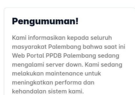 Portal Web PPDB Palembang Tak Bisa Diakses, Orang Tua Calon Siswa SD-SMP Panik! 