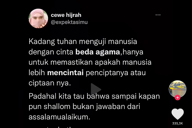 Cinta Beda Agama Buat Apa? Netizen: Sampai Kapan pun Shallom Bukan Jawaban dari Assalamualaikum