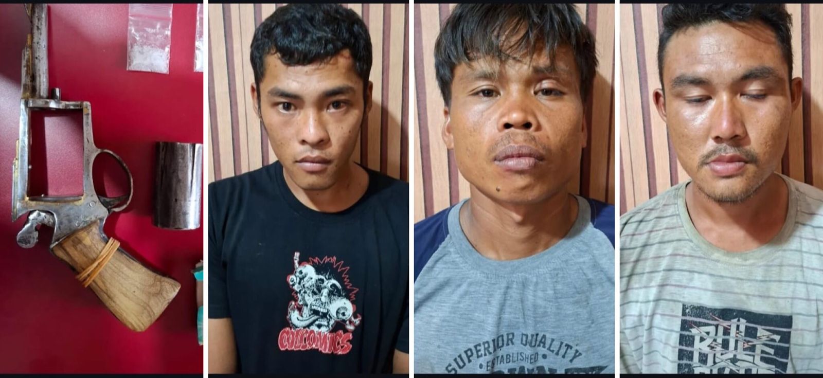 Tiga Pria Asal Muara Enim Beli Sabu-Sabu Dibarter Senpi Rakitan Lengkap dengan Amunisi di Prabumulih