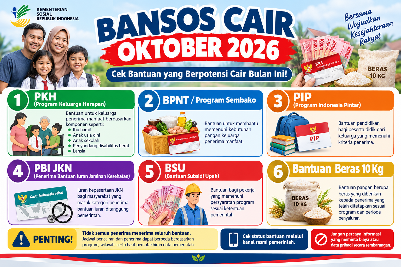 Daftar Bansos Cair Oktober 2026: Siapa yang Berhak dan Apa yang Didapat?