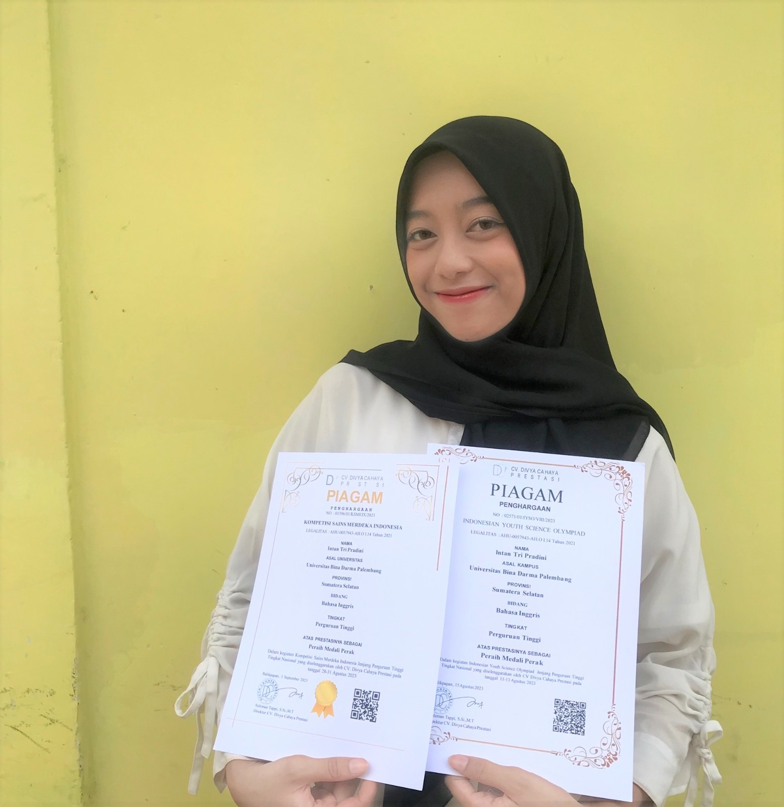 Mahasiswa UBD Palembang Raih Medali Youth Science Olympiade dan Kompetisi Sains Merdeka Indonesia 2023