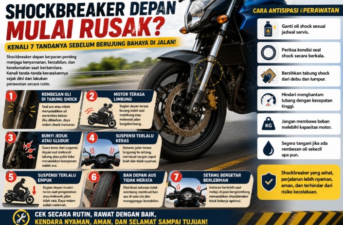 Shockbreaker Depan Motor Mulai Rusak? Kenali 7 Tandanya Sebelum Berujung Bahaya di Jalan7