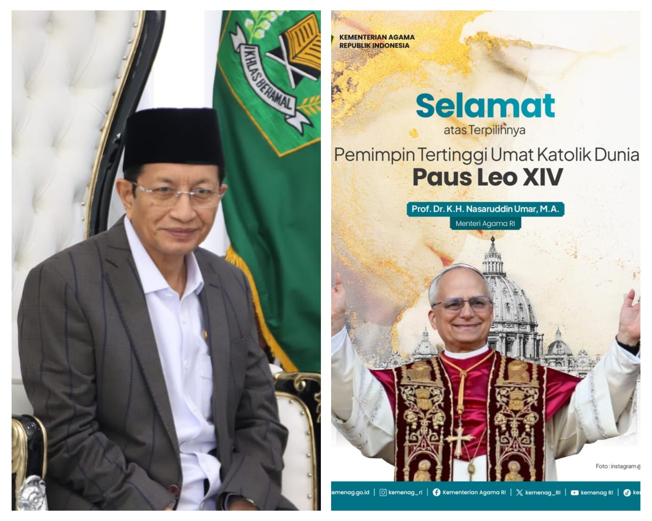 Robert Francis Prevost Terpilih Jadi Paus Leo XIV, Menag RI Harap Komitmen Deklarasi Istiqlal Terus Terjalin