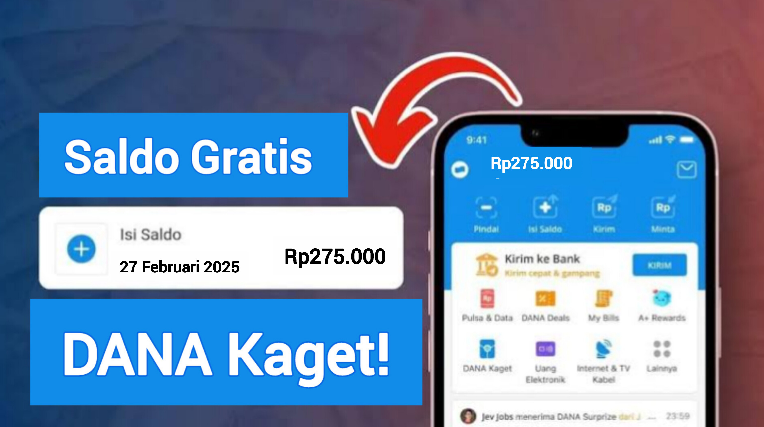 Kesempatan Dapatkan Saldo Gratis Senilai Rp 275.000 Langsung Klaim Tautan pada Fitur DANA Kaget