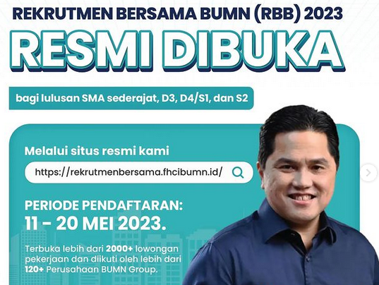 Rekrutmen Bersama BUMN 2023 Resmi Dibuka, Ada Lowongan untuk SMA, Berikut Jadwal, Syarat dan Cara Pendaftaraan