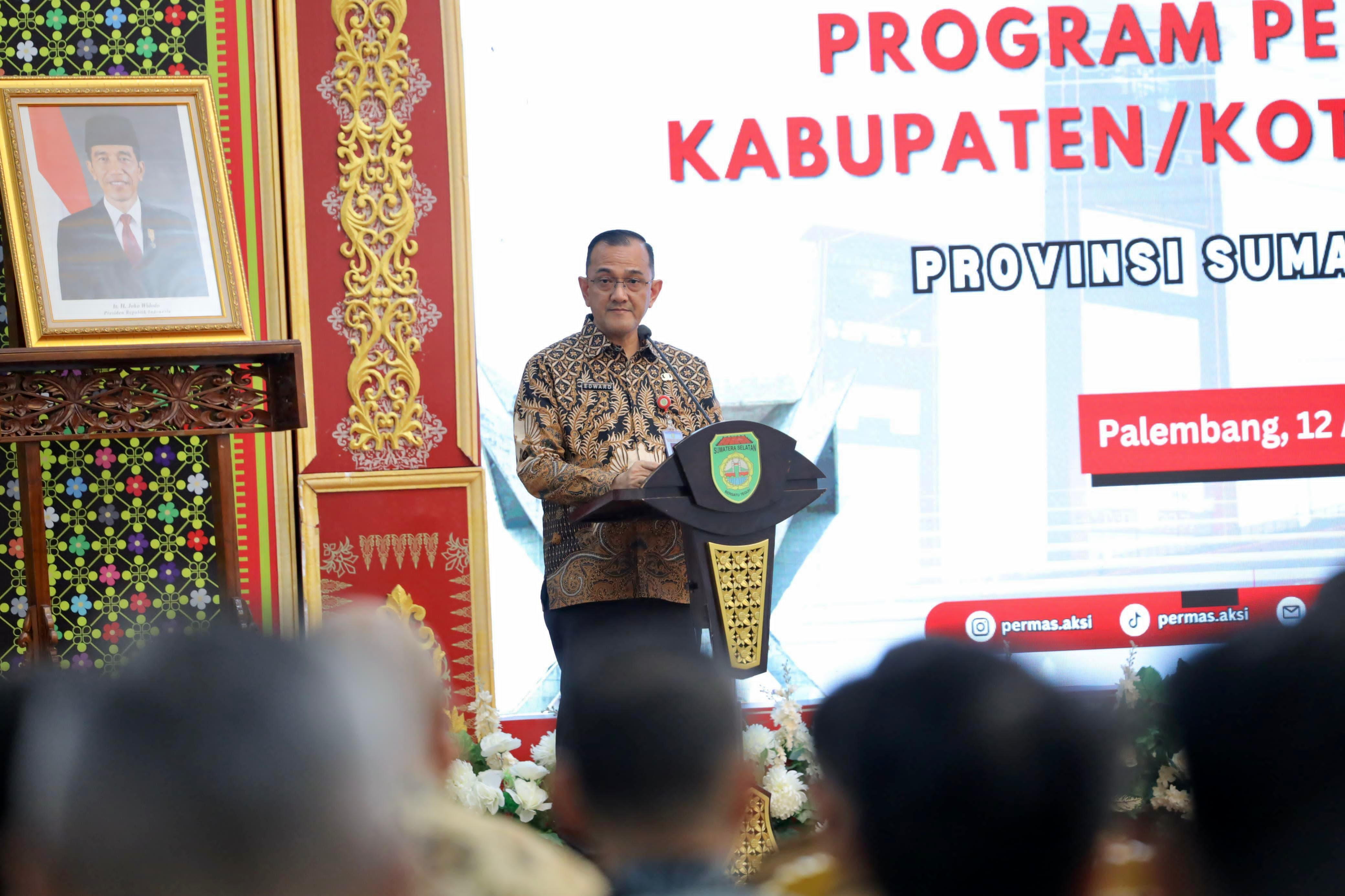 Pj Sekda Sumsel Edward Candra Buka Sosialisasi Program Pembentukan Percontohan Kabupaten/kota Antikorupsi