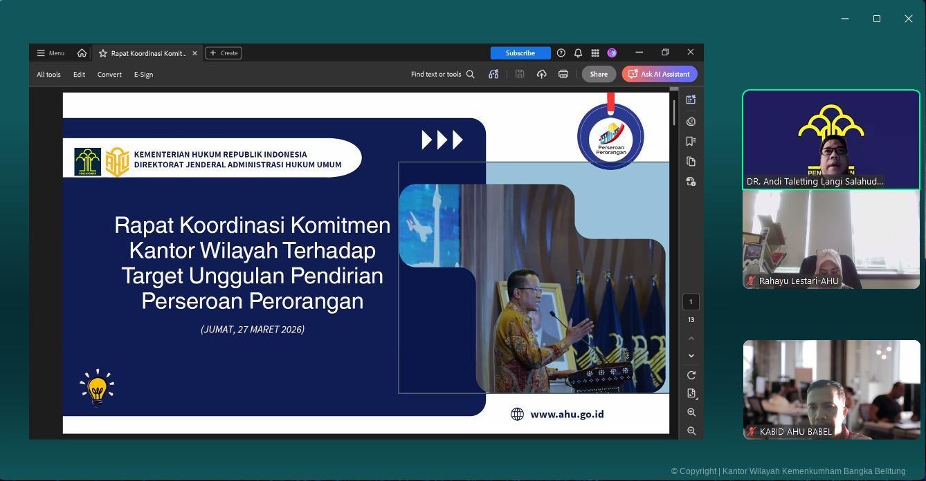 Kemenkum Babel Siap Kejar Target Nasional Perseroan Perorangan 2026