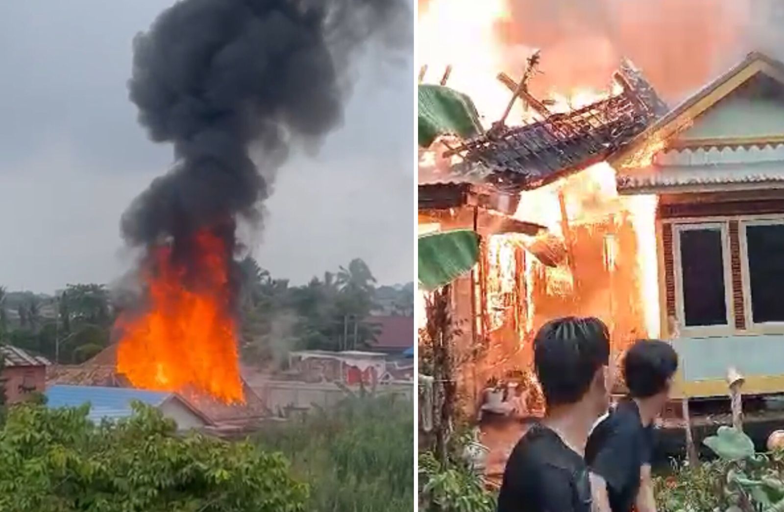 BREAKING NEWS: Api Lalap Sejumlah Rumah di Kawasan Jalan Kadir TKR Gandus Palembang