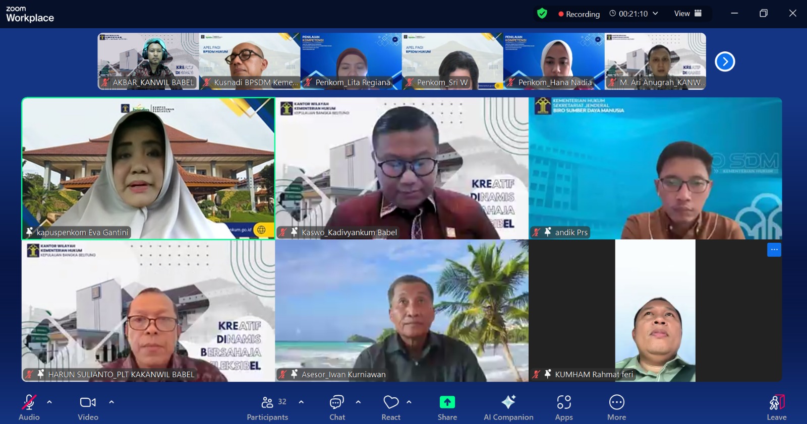 Kemenkum Babel Gelar Penilaian Kompetensi Pegawai Secara Virtual, 42 Pegawai Dinyatakan Optimal