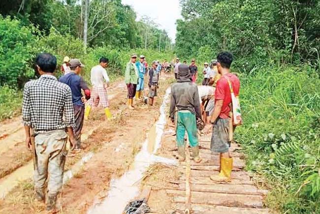 Jalan Desa Kuang Akses Desa Beringin Rusak Parah, Warga Bosan Gotong Royong, Hasilnya Sementara, Rusak Lagi 