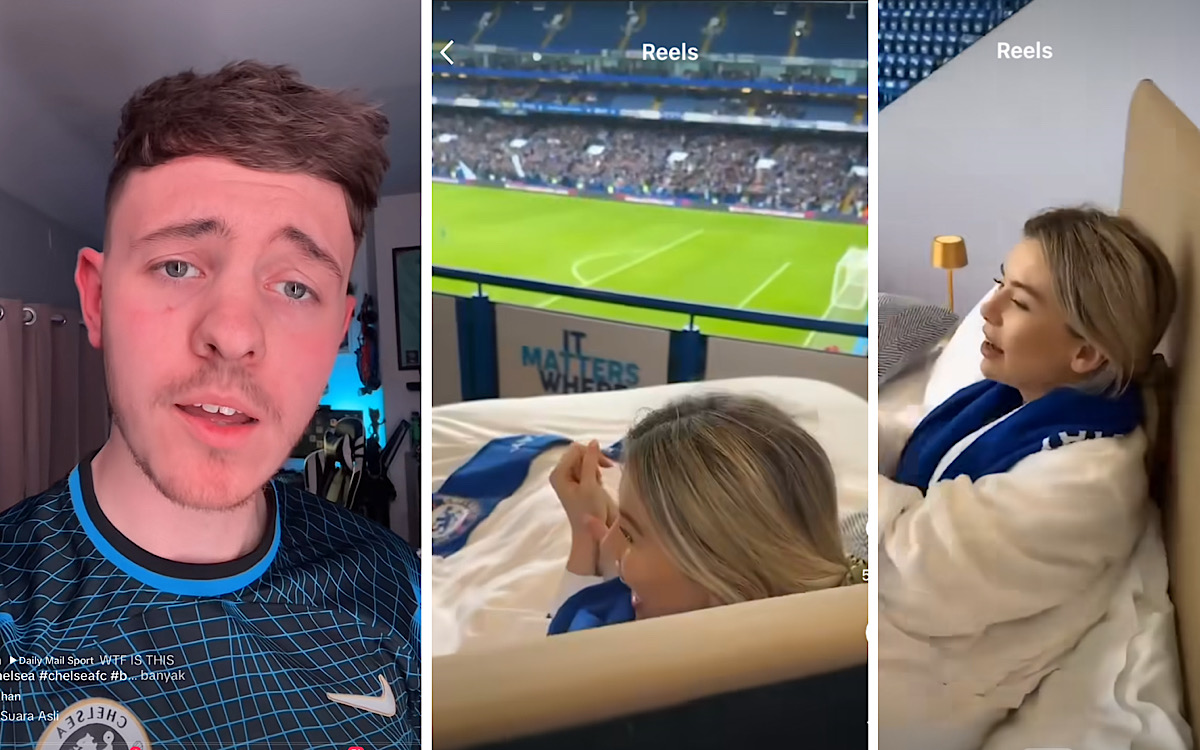 Fans Chelsea Geram, Influencer Saksikan Laga The Blues di Tempat Tidur Stadion Stamford Bridge