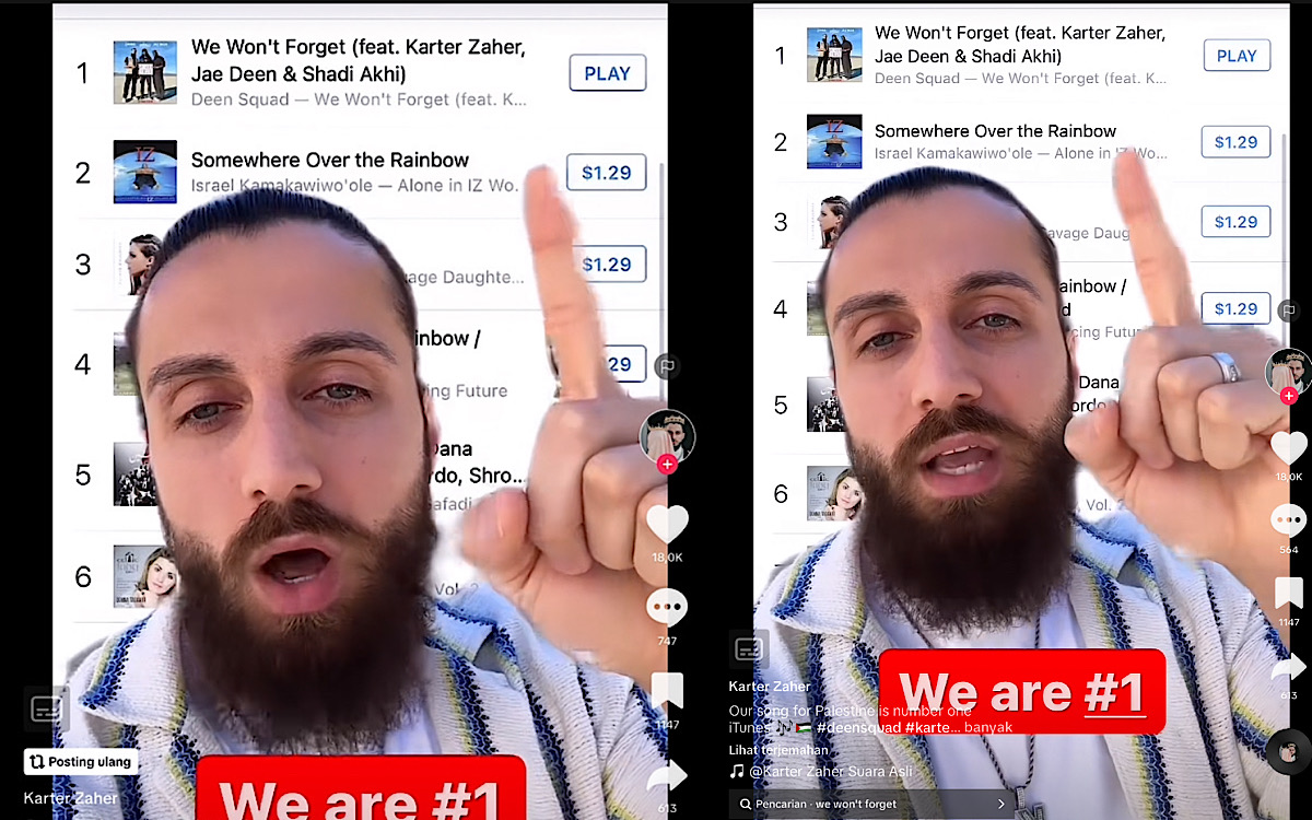 Lagu untuk Palestina We Won’t Forget  Nomor Satu di iTunes, Karter Zaher: Ini Pertama Dalam Sejarah 