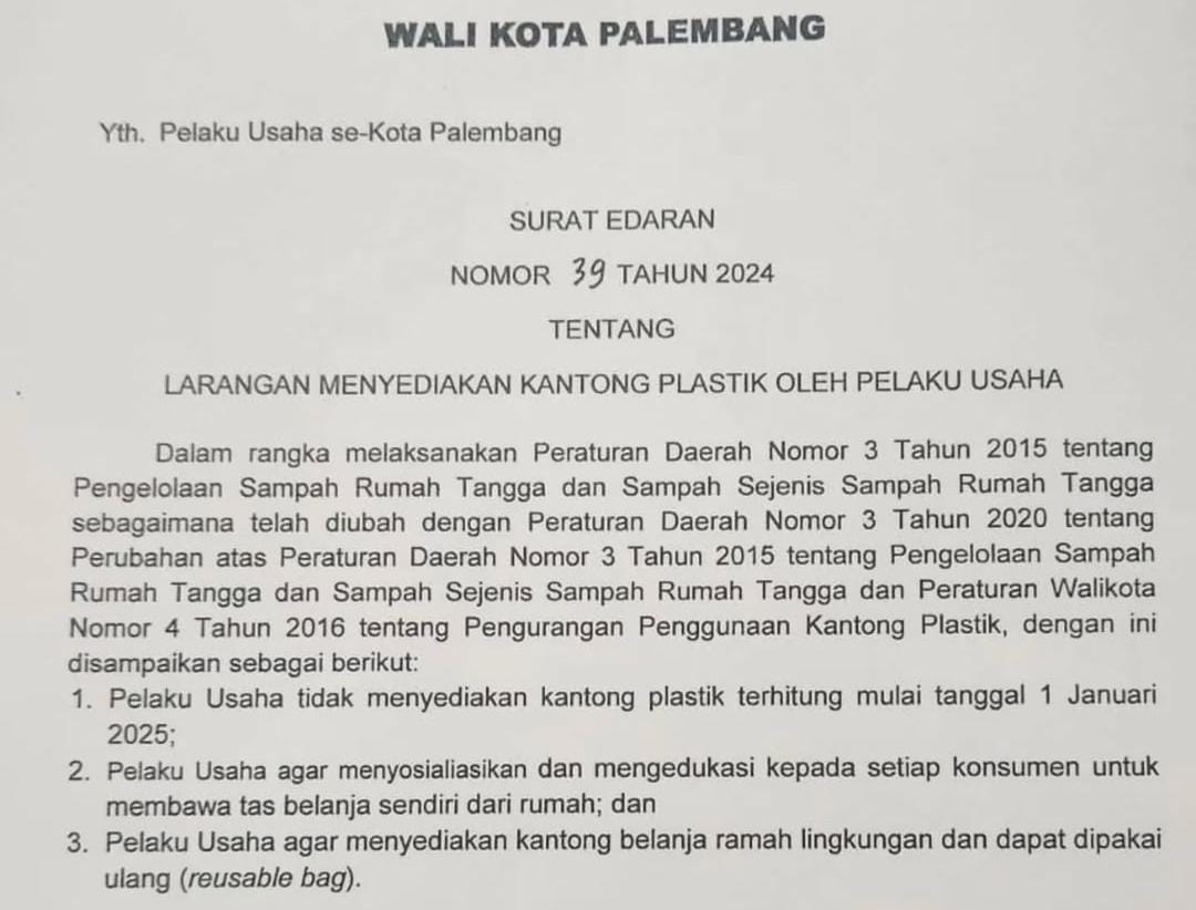 Larangan Pakai Kantong Plastik, Belanja di Pasar Tradisional Palembang Bawa Reusable Bag Sendiri, Berlaku 2025