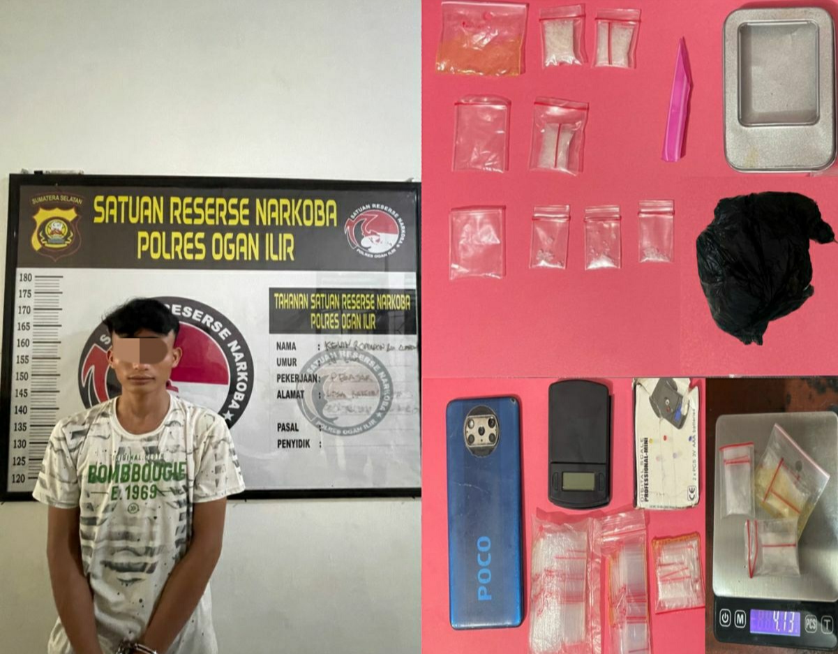 Seorang Pemuda Ditangkap Sat Res Narkoba Polres Ogan Ilir, Nekat Jadi Pengedar Sabu Demi Hidupi Ibu dan Adik