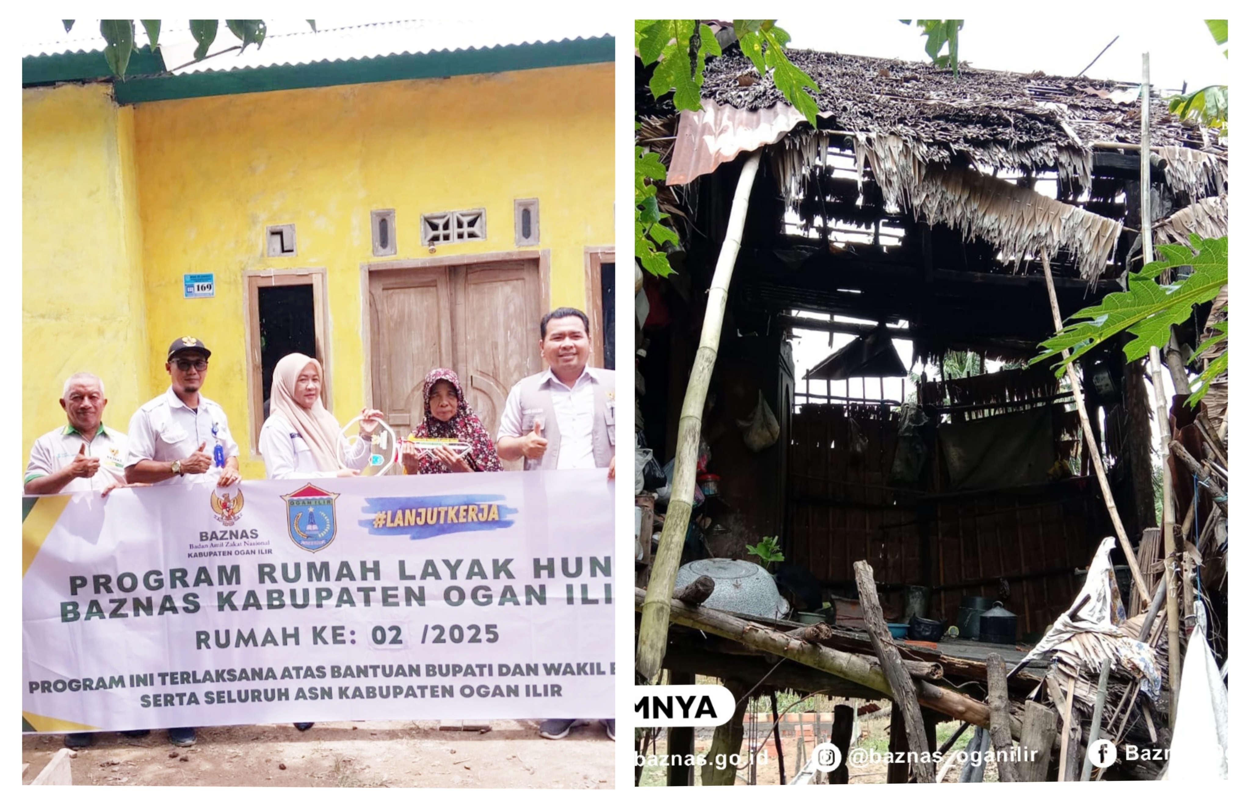 Baznas Ogan Ilir Serahkan Bantuan Rumah Layak Huni di 3 Lokasi Sekaligus, Termasuk Rumah Wak Romzi