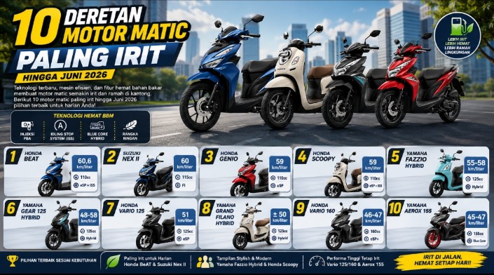 10 Deretan Motor Matic Paling Irit Hingga Juni 2026, Nomor 1 Masih Jadi Raja Jalanan