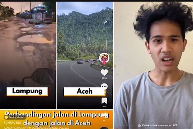 Heboh! Bima Kritik Lampung, Akun Ini Bandingkan Jalan Aceh vs Lampung, Netizen: Ketebak Mana Jujur dan Amanah 