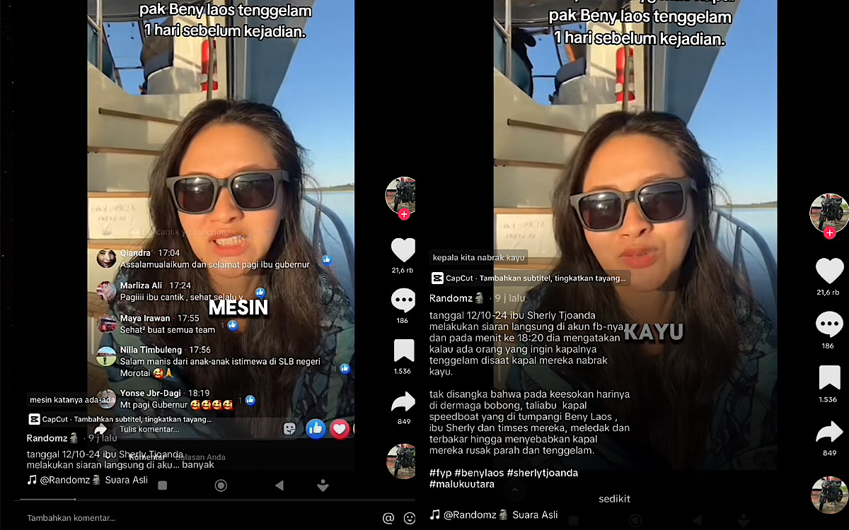 Beredar Video Live Sherly Tjoanda Heran Ada Netizen Ingin Kapal Benny Laos Tenggelam, 1 Hari Sebelum Insiden 